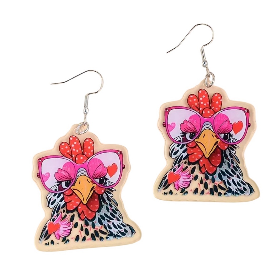 Oversized Glasses Chicken Earrings